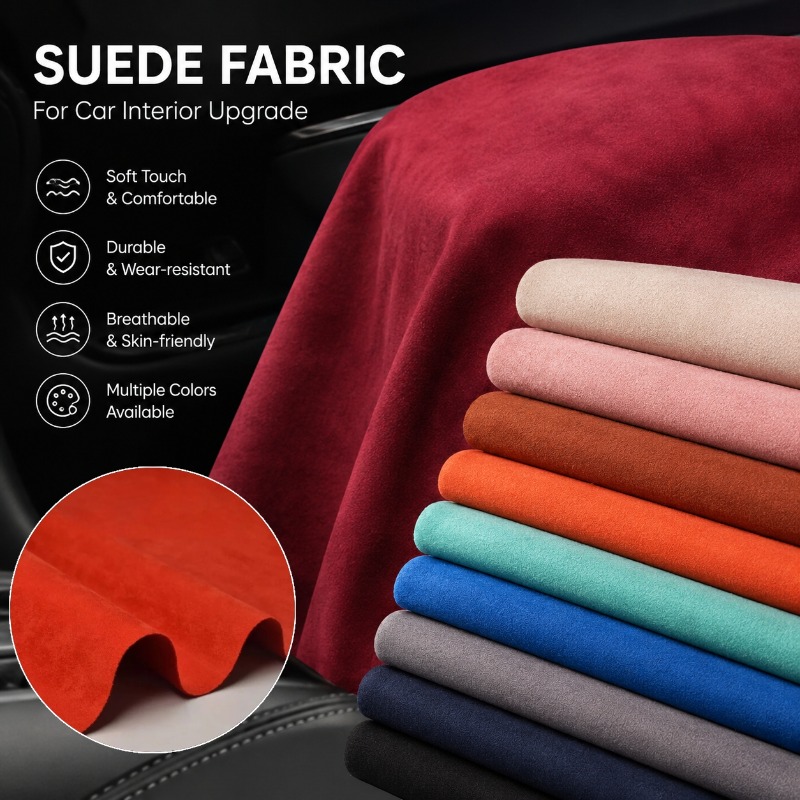 Home Textiles Premium - ผ้าไมโครหนังกลับคุณภาพพรีเมียม สำหรับหุ้มเบาะรถยนต์ ผ้าบุหลังคาซันรูฟ ซ่อมแซมตกแต่งภายในรถยนต์ เบาะโซฟา ตกแต่งบ้าน