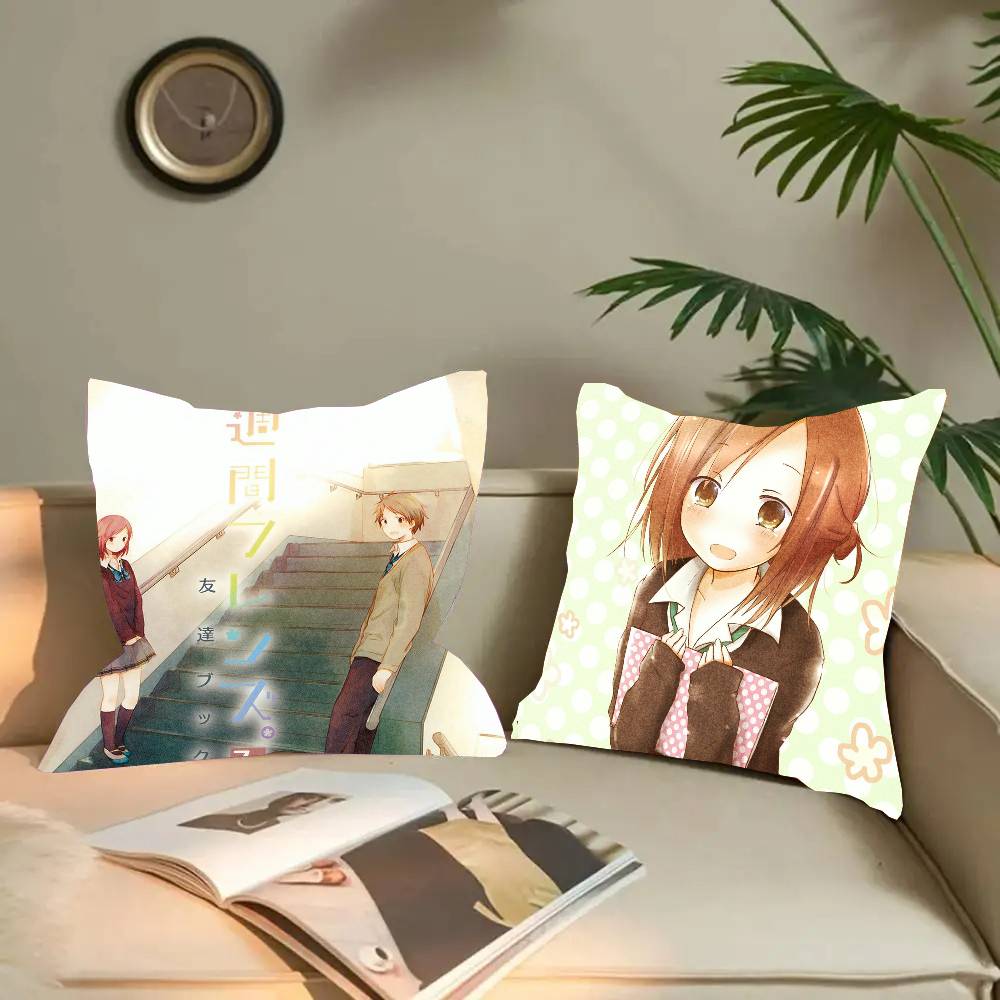 Home Textiles Week - ปลอกหมอนอนิเมะ One Week Friends ปลอกหมอนทรงสี่เหลี่ยมแฟชั่น ตกแต่งห้องนอน