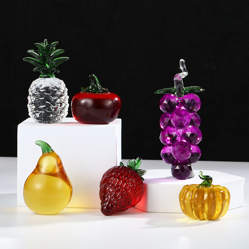 Xt Home Textiles - Creative 3D ผลไม้คริสตัลฟักทองสตรอเบอร์รี่รูปปั้นเครื่องประดับของขวัญสําหรับคนรักแฟชั่นอุปกรณ์ตกแต่งบ้านสําหรับห้องนั่งเล่น
