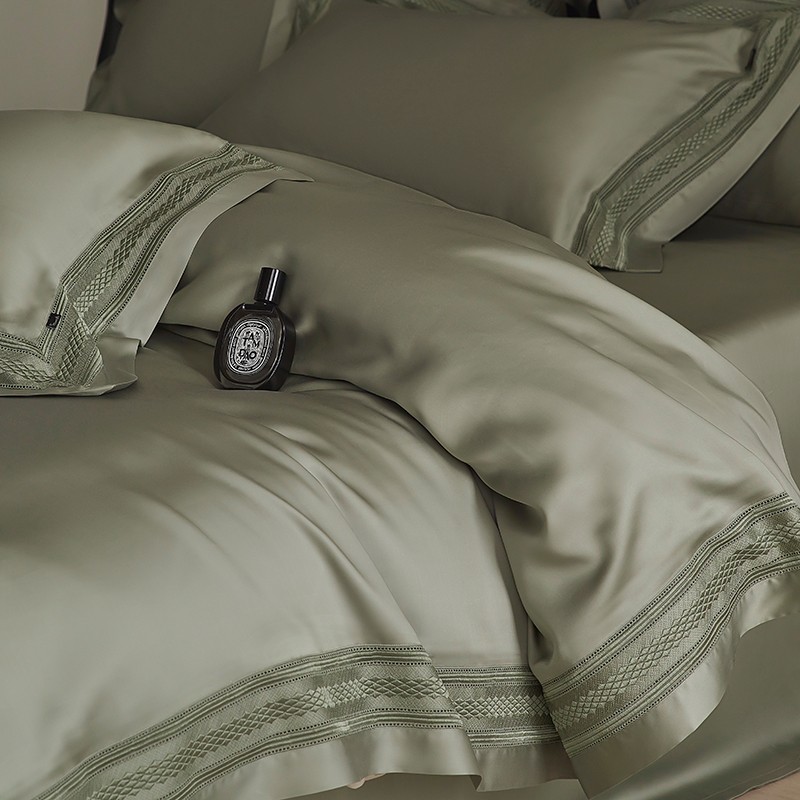 Home Textiles Premium - ผ้านวมคลุมเตียงแบบพรีเมี่ยมสีเขียวมัทฉะ/ชมพูสกปรกปลอกยูคาลิปตัสไลโอเซลล์อ่อนนุ่มเย็นผ้าปูที่นอนเตียง