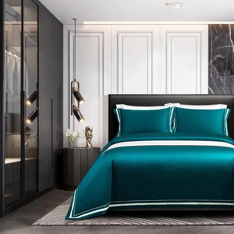 Home Textiles Premium - ชุดปลอกผ้านวมผ้าฝ้ายอียิปต์1000TC ระดับพรีเมี่ยมสุดหรูปลอกชุดเตียงนอนขนาดใหญ่เข้ารูป/แบน