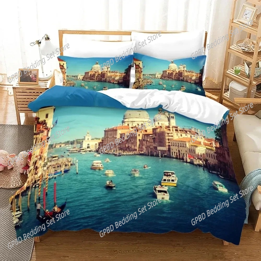 Home Textiles New York - ชุดเครื่องนอนลายวิวกลางคืนของนิวยอร์กแบบพิมพ์ 3 มิติ เหมาะสำหรับห้องนอน ชุดผ้าห่มพร้อมปลอกหมอน สำหรับเด็ก