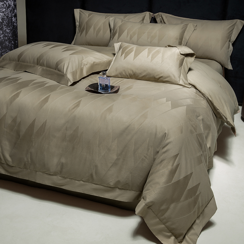Home Textiles Premium - ชุดเครื่องนอนหรูหรา ผ้าฝ้ายอียิปต์พรีเมียม ลายแจ็คการ์ด ผ้าซาตินเนื้อละเอียด ลายนูนเรขาคณิต ปลอกผ้านวม