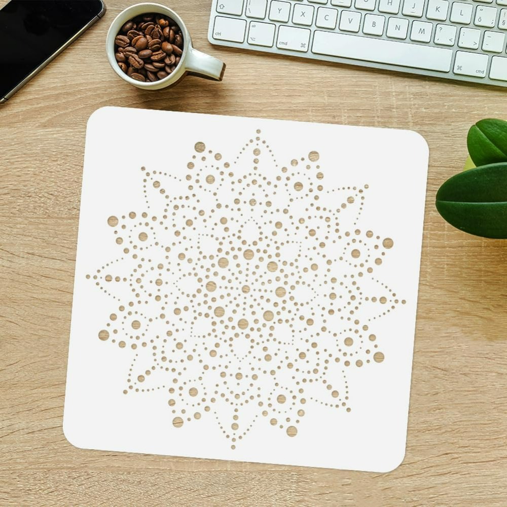 แม่แบบลายจุดมันดาลา ขนาด 11.8  - Home Textiles Products บทวิจารณ์และราคา