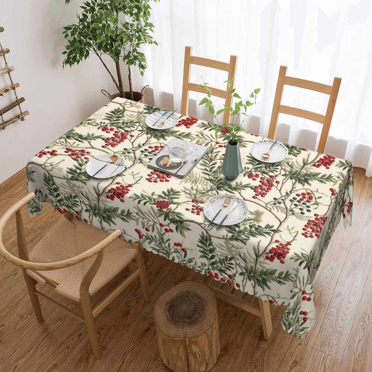 ผ้าปูโต๊ะคริสต์มาสลายฮอลลี่เบอ - Home Textiles Premium บทวิจารณ์และราคา