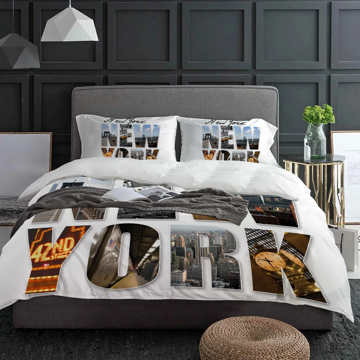ชุดเครื่องนอนลายทิวทัศน์ภาษาอั - Home Textiles New York บทวิจารณ์และราคา